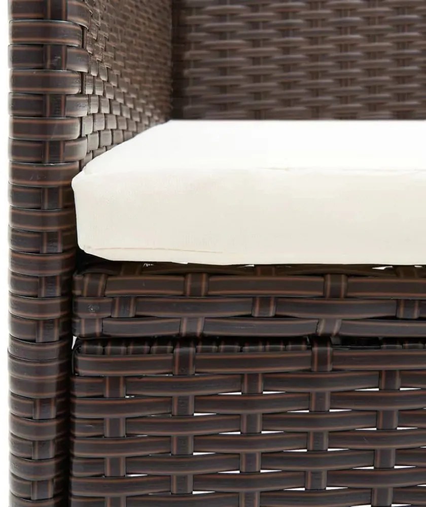 3 részes barna polyrattan kerti étkezőgarnitúra párnákkal