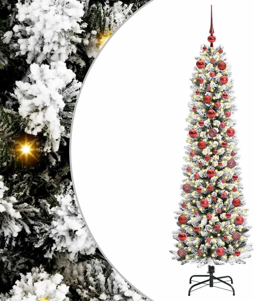 vidaXL Mű karácsonyfa 300 LED-del Fehér 180 cm PVC és Fém és Műanyag