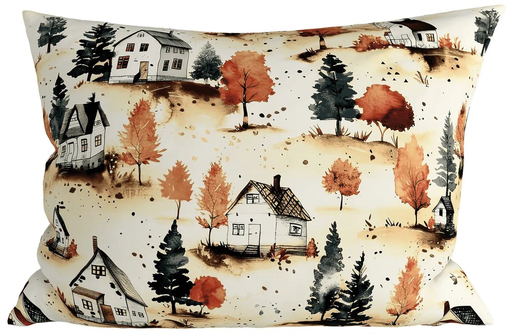 2 darabos díszpárnahuzat garnitúra AUTUMN VILLAGE 50x70 cm, színes