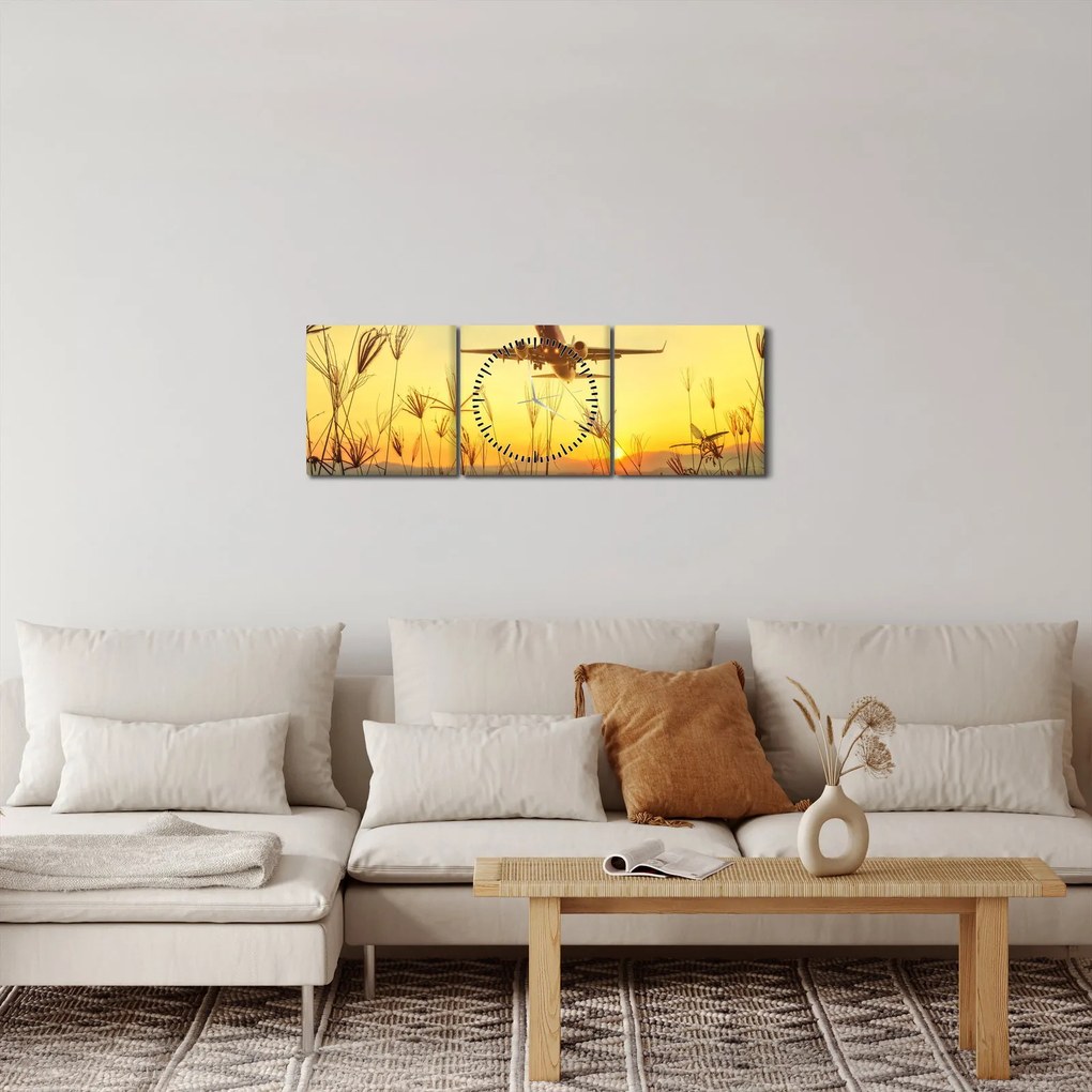 Kép a repülőgép felszállásáról (órával) (90x30 cm)