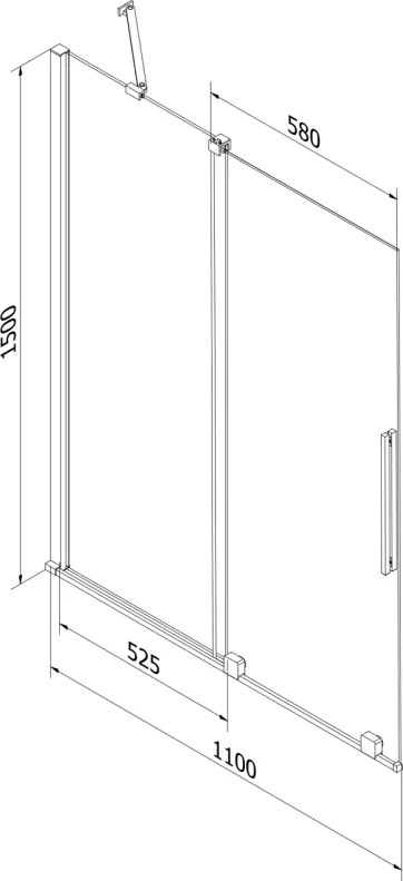 Mexen Velar, 2 szárnyas eltolható kádparaván 110 x 150 cm, 8mm átlátszó üveg, fehér, 896-110-000-01-20