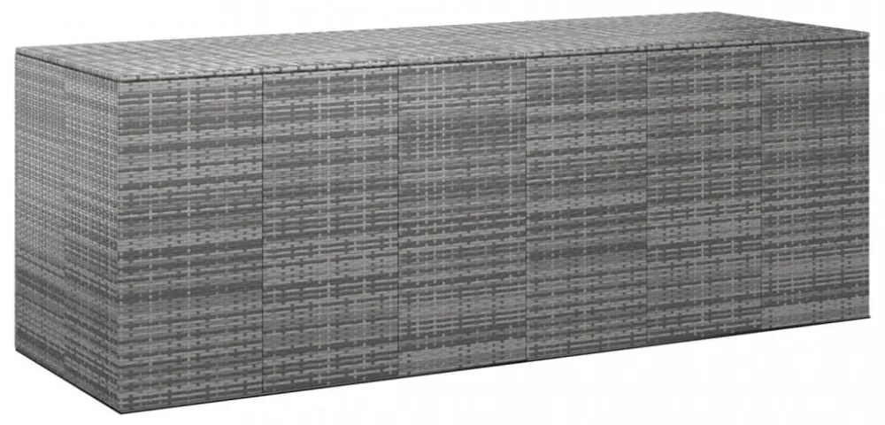szürke polyrattan kerti párnatartó doboz 291 x 100,5 x 104 cm
