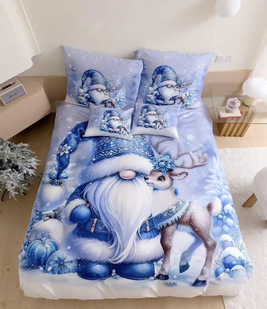 3D Pamut ágynemű WINTERLY kék + párnahuzat 40x50 cm ingyenes Ágyneműhuzat mérete: 70 x 90 cm | 140 x 200 cm