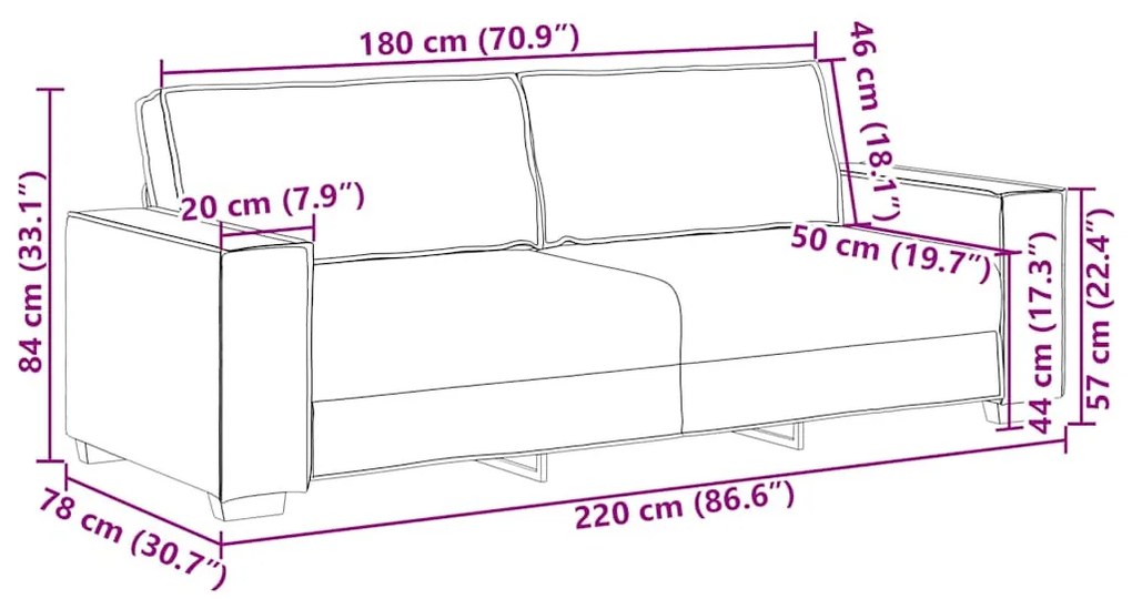 3 személyes sötétszürke szövetkanapé 180 cm