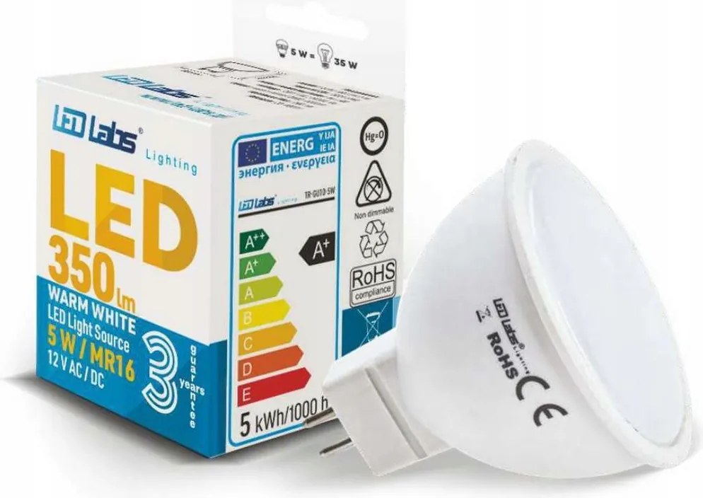 Led izzó MR16 5W 3000K LedLabs meleg fehér