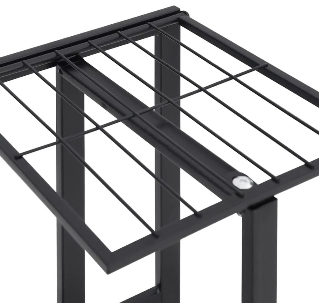 5-szintes fekete vas virágtartó állvány kerekekkel 44x23x100 cm
