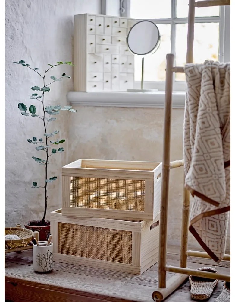 Natúr színű fa tárolódoboz szett 2 db-os 39x29x20 cm Piana – Bloomingville