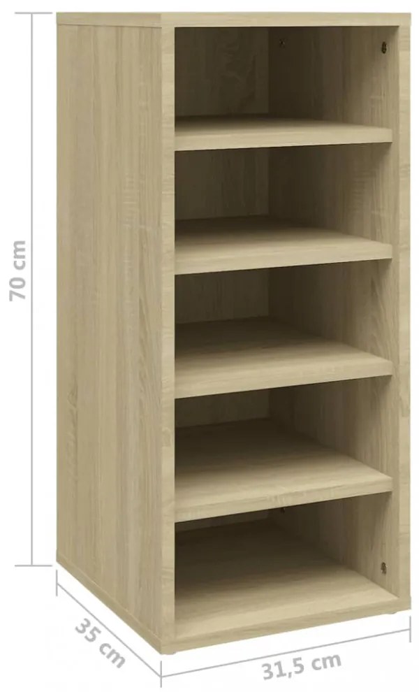2 db sonoma tölgy színű szerelt fa cipősszekrény 31,5x35x70 cm