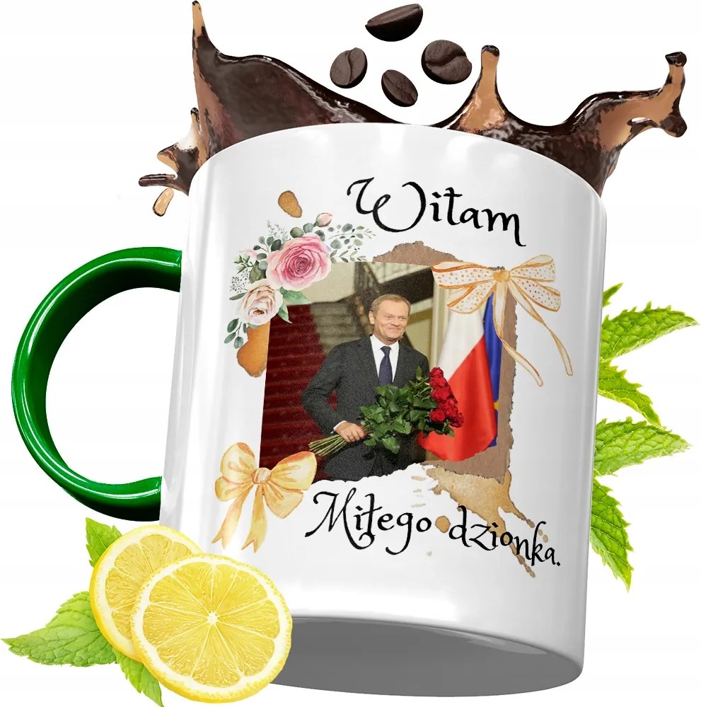 Donald Tusk Zöld Bögre Ajándék Nyomtatott Fotóval