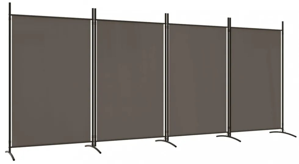 4 paneles antracitszürke szövet térelválasztó 346x180 cm