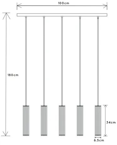 Lucide 73406/05/30 - Csillár zsinóron LIONEL 5xE27/60W/230V