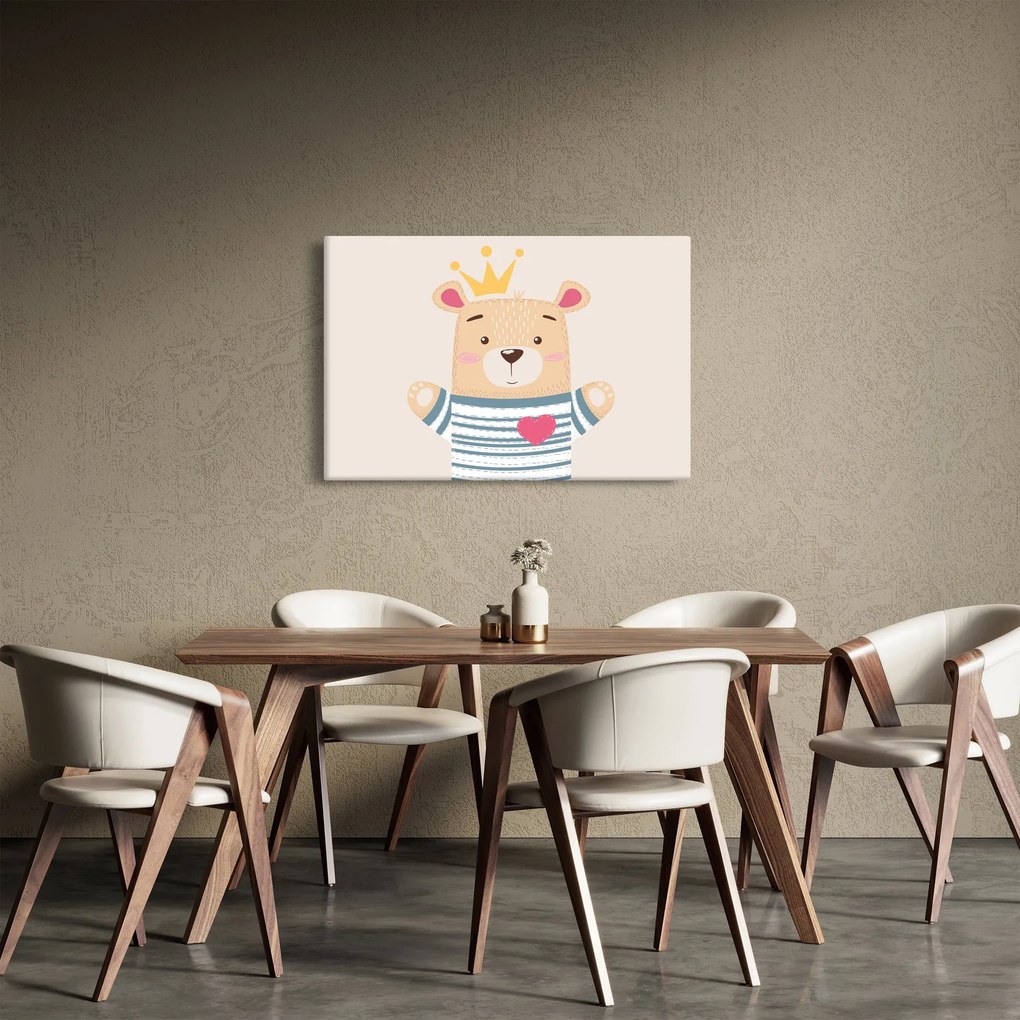 Kép - Teddy maci koronával (90x60 cm)