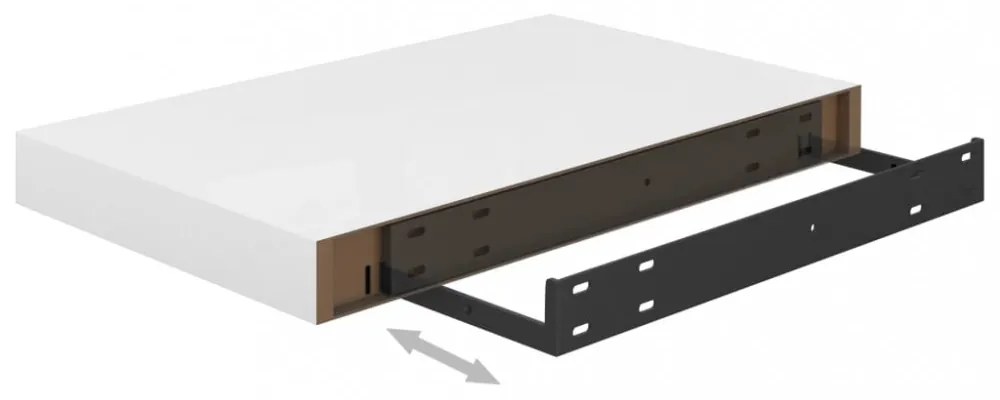 magasfényű fehér MDF lebegő fali polc 40 x 23 x 3,8 cm