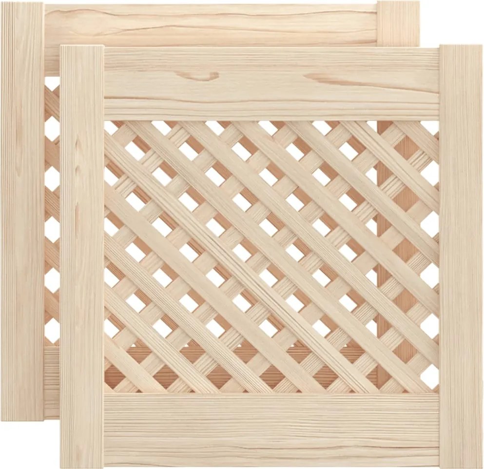vidaXL 2 db tömör fenyőfa rácsos szekrényajtó 39,5 x 39,4 cm