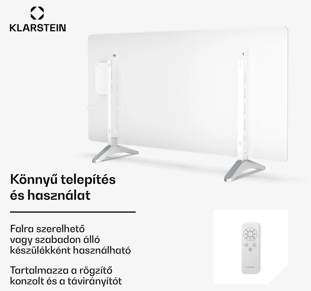 Klarstein Wonderglass infravörös panel | 720 W | 8 - 15 m² | Modern üveg design | 120 cm x 68 cm