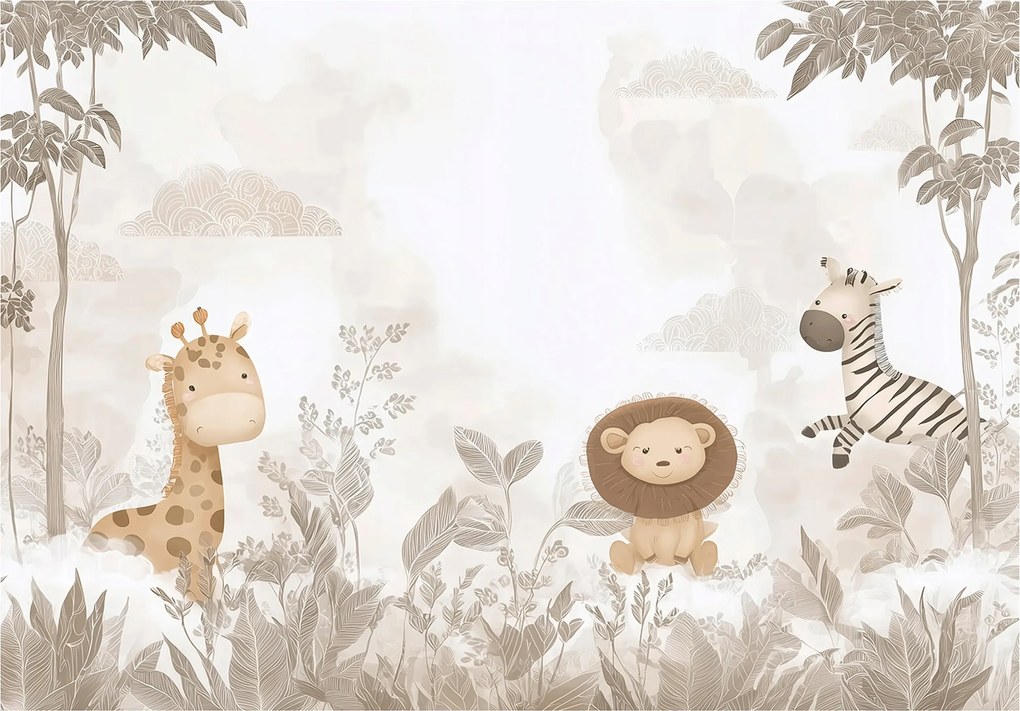 Gyerek Fotótapéta Állatok Dzsungel Erdő Bézs Gyerek Tapéta 350x250