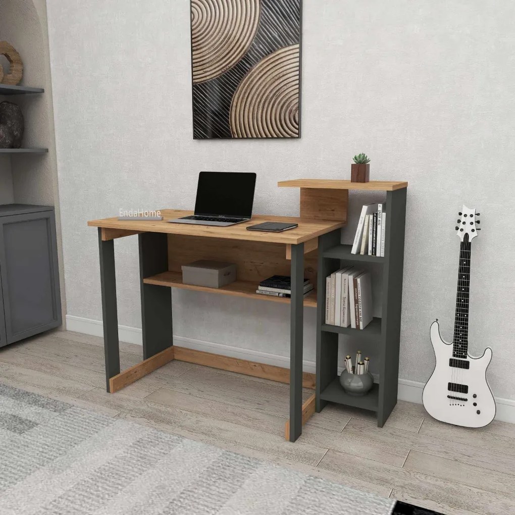 Saye íróasztal, atlanti fenyő-antracit, 106 cm