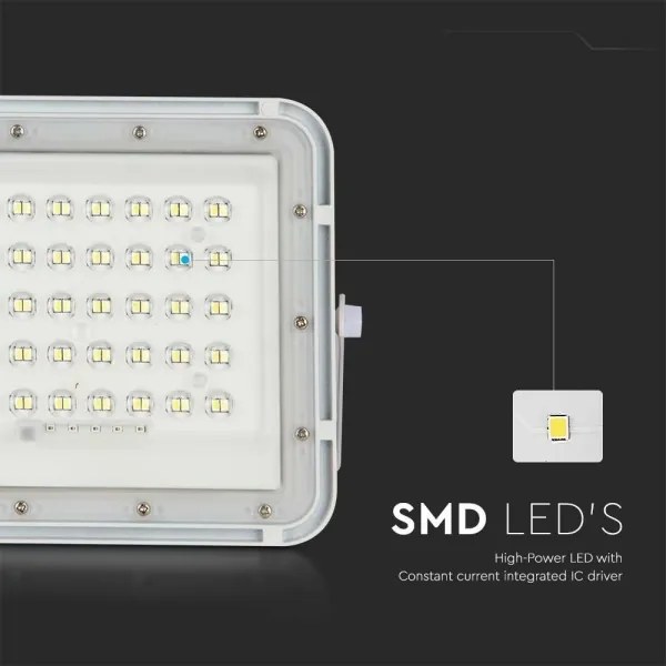 LED Kültéri napelemes reflektor LED/10W/3,2V IP65 6400K fehér + távirányító
