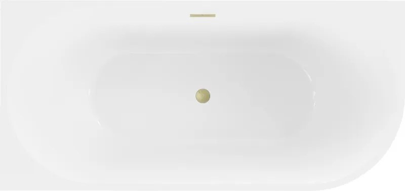 Mexen Mia szabadon álló sarokkád balos 160 x 75 cm, fehér, túlfolyó arany kefés - 52691607500L-55