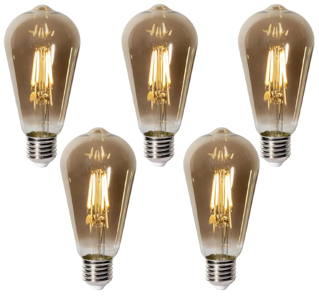 5 db E27 dimbare LED lamp ST64 smoke glas 5W 450 lm 2700K