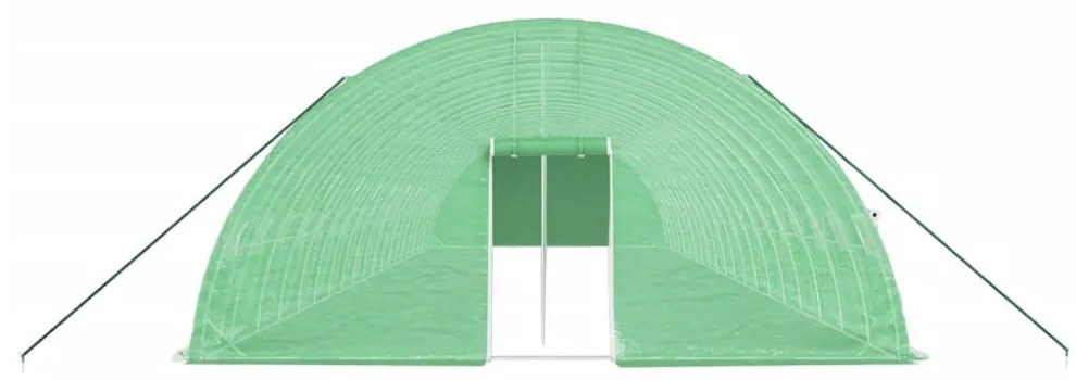 zöld acélvázas melegház 120 m² 20 x 6 x 2,85 m