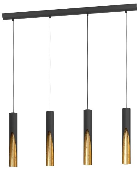 Eglo 900873 - LED Csillár zsinóron BARBOTTO 4xGU10/4,5W/230V fekete/arany