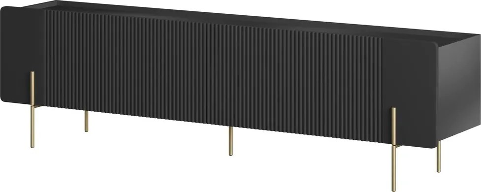 Malmi TV szekrény 200 cm - fekete matt / arany lábak