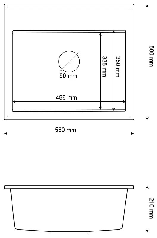 Gamma Modern 5055, 1 rekeszes gránit mosogató 560x500x210 mm, fekete pettyes, GMA-ZM-55-BP