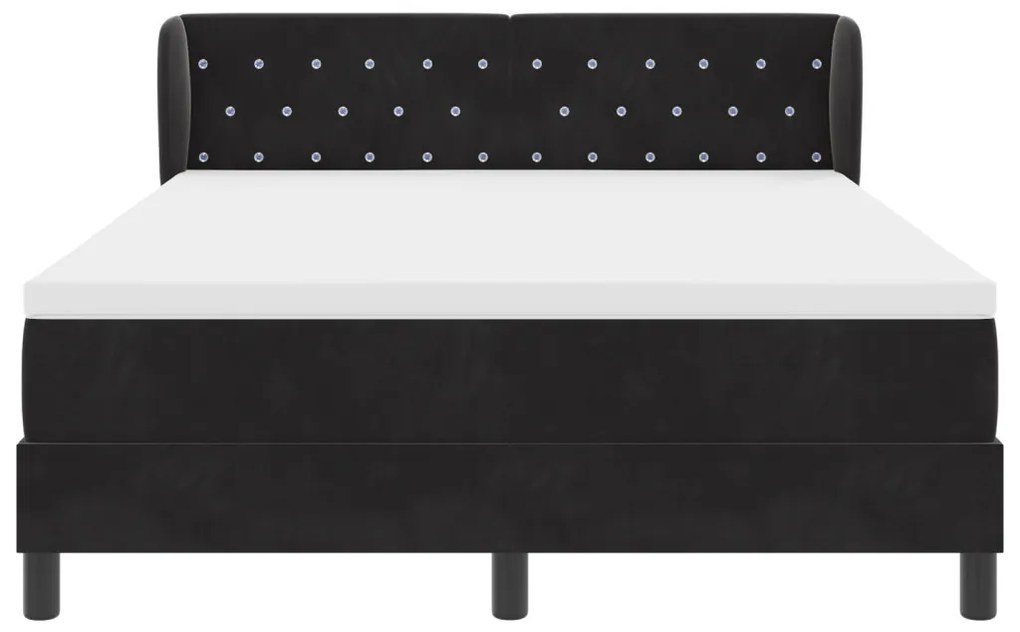 Boxspring Ágy Matrac Kiegészítővel Fekete 140x200 cm Bársonyos