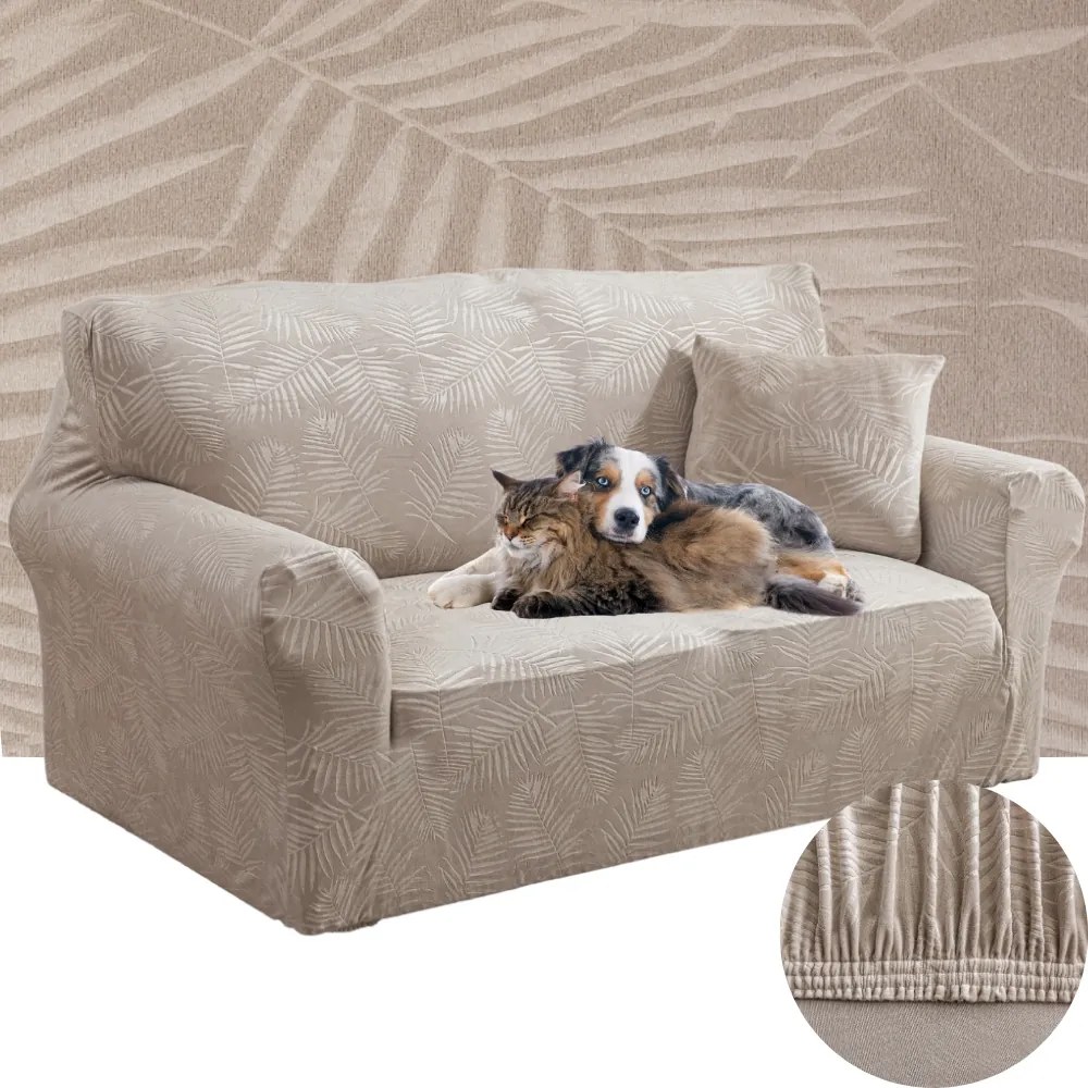 Kanapé Huzat Sarok Kanapé Velúr Pálma Levelek 145-185 CM Oeko Tex