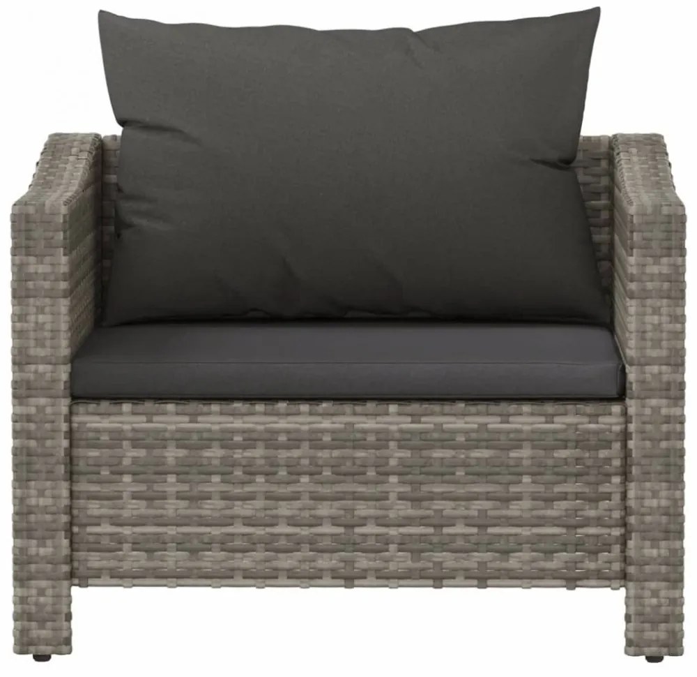 szürke polyrattan kerti fotel párnával