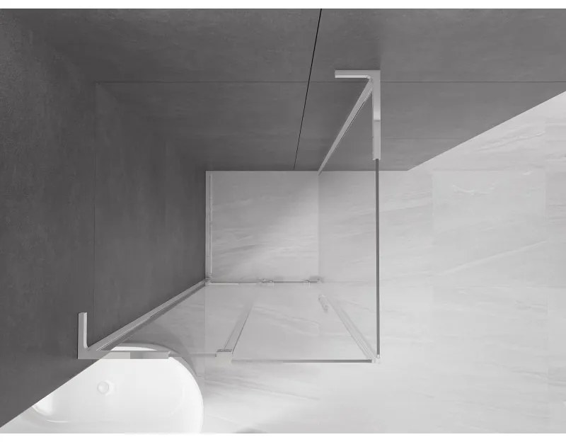 Mexen Velar L, zuhanykabin tolóajtóval 90 x 90 cm, 8mm átlátszó üveg, króm, 871-090-090-03-01