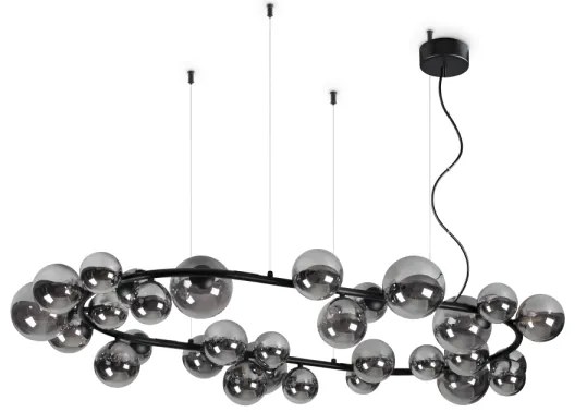 Ideal Lux - LED Csillár zsinóron PERLAGE 30xG9/3W/230V 143 cm fekete/füstös