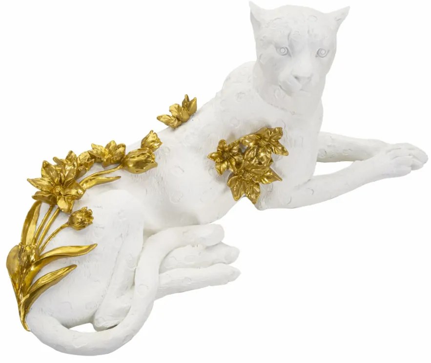 Leopárd fehér/arany 53x21,5x24cm