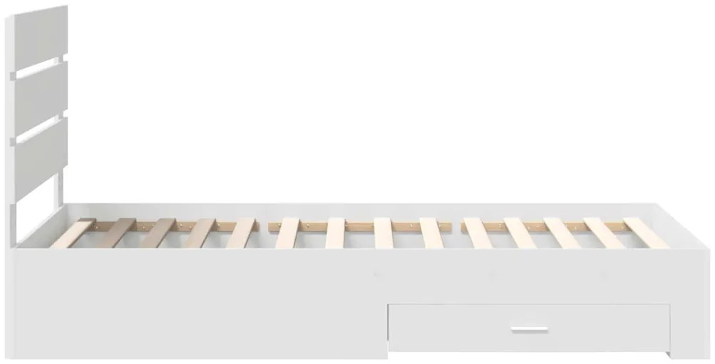 vidaXL Ágykeret fiókkal fejtámlával Fehér 100 x 200 cm Faanyag