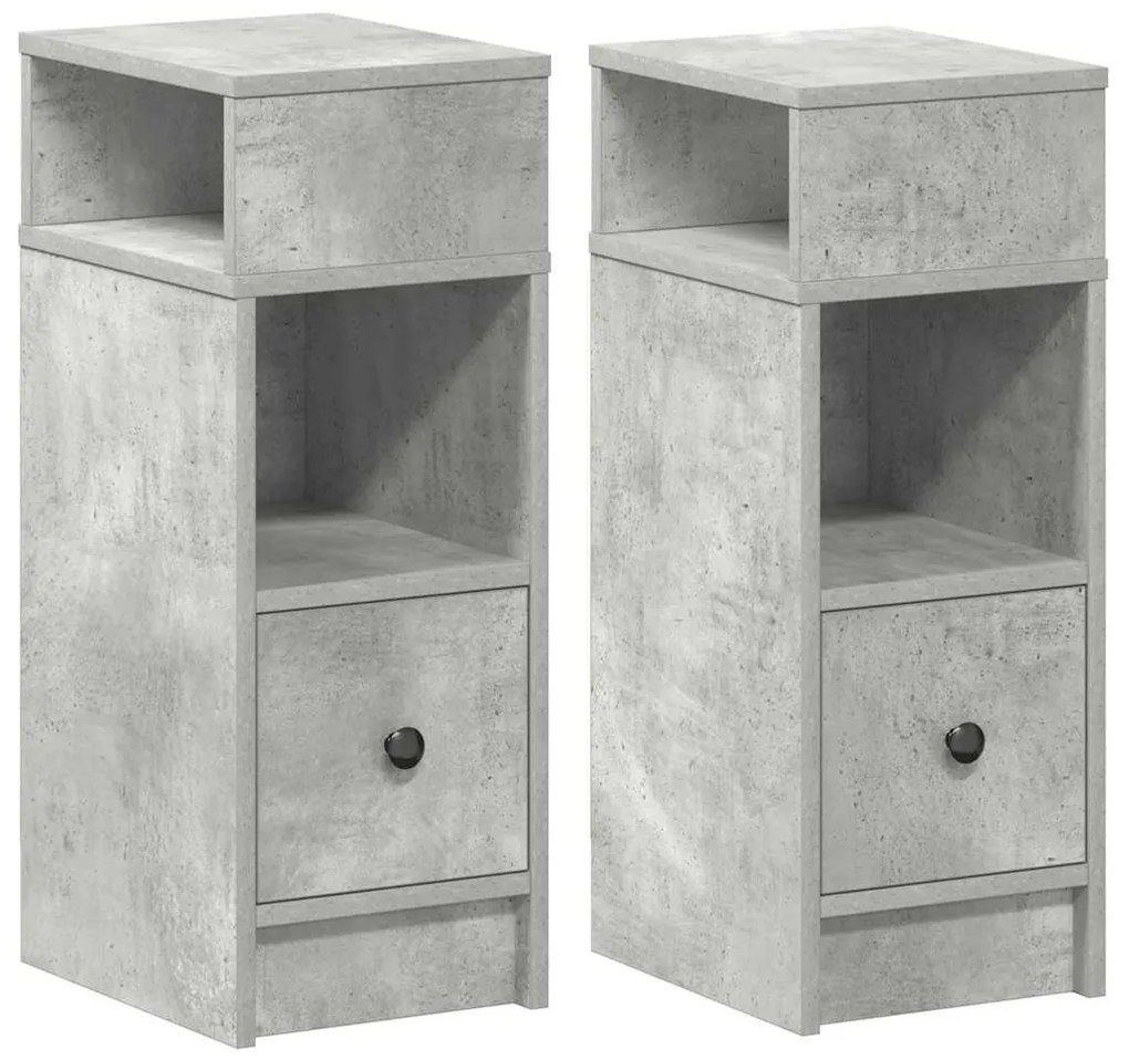 2 db betonszürke éjjeliszekrény fiókkal 25 x 31 x 66 cm