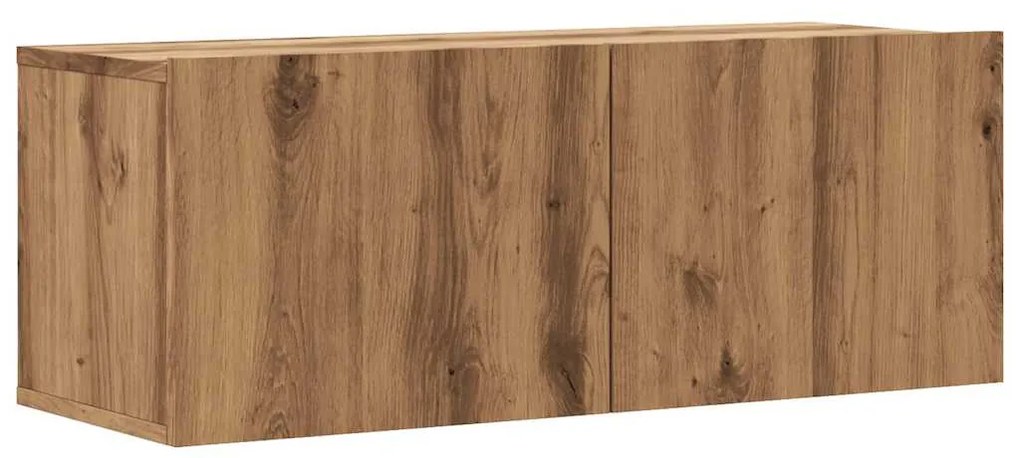 kézműves tölgy színű szerelt fa fali TV-szekrény 80x30x30 cm