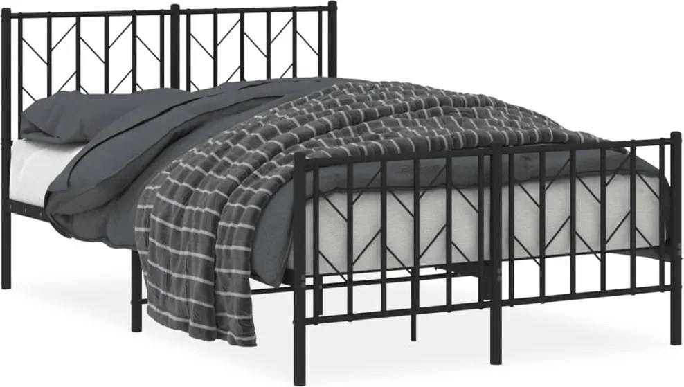 vidaXL fekete fém ágykeret fej- és lábtámlával 120 x 200 cm