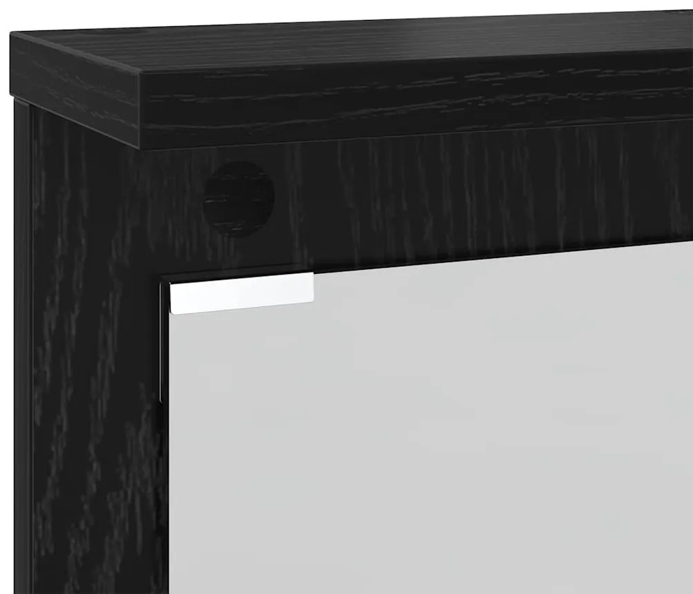 Fali Kabáthorog polcokkal Musta tammi 84 x 10 x 80 cm Faanyag