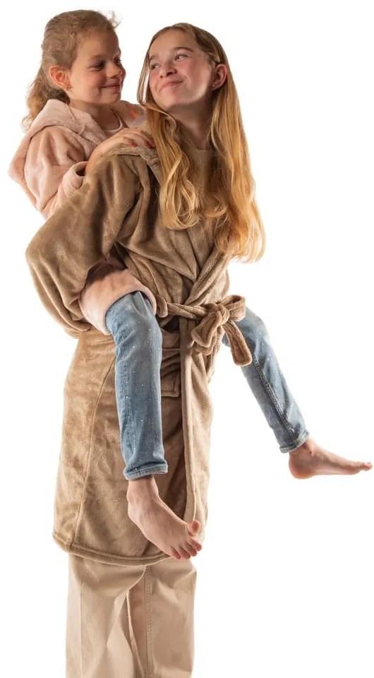 Rózsaszín mikroplüss gyerek fürdőköpeny, 134-140 Delux – Tiseco Home Studio