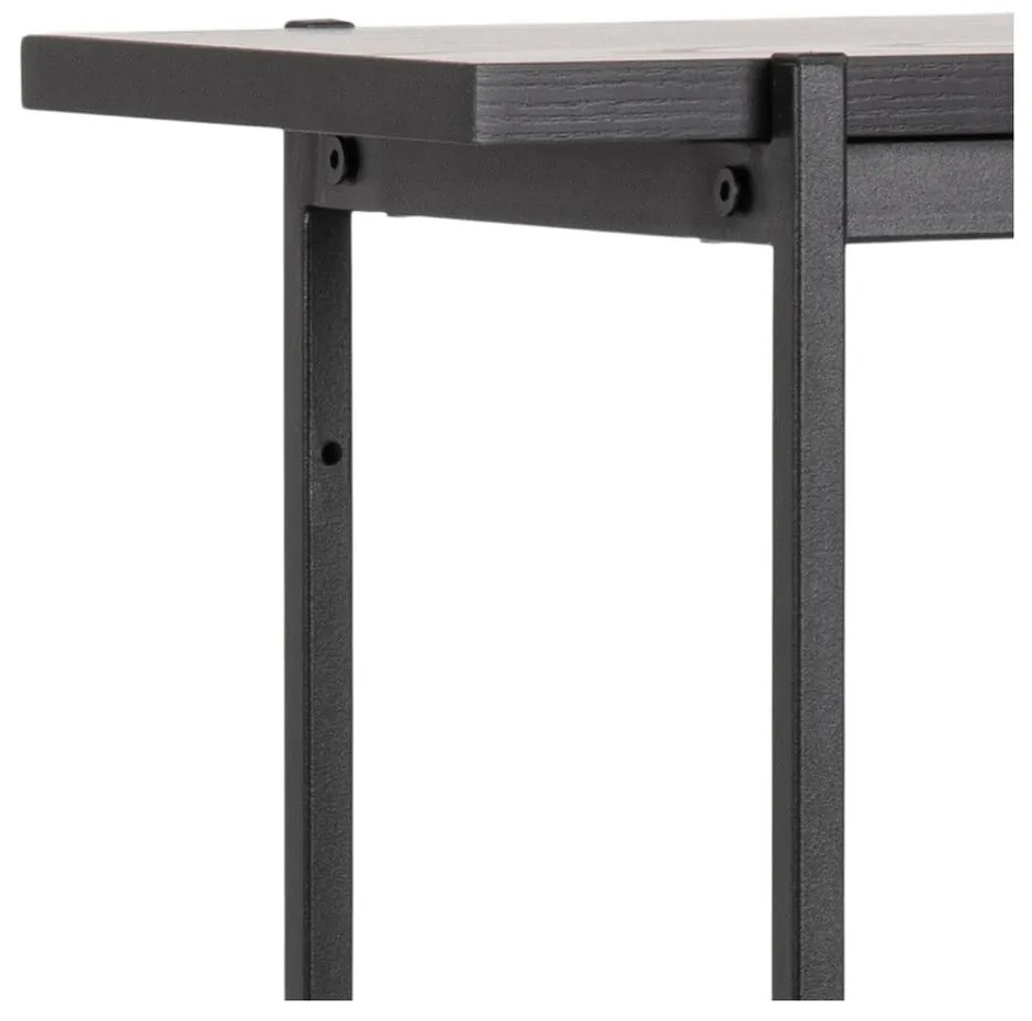 Fekete könyvespolc tolóajtóval kőrisfa dekorral 94x114 cm Angus – Actona