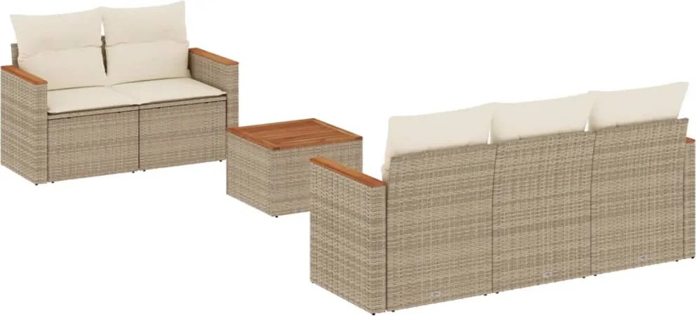 vidaXL 6 részes bézs polyrattan kerti ülőgarnitúra párnával