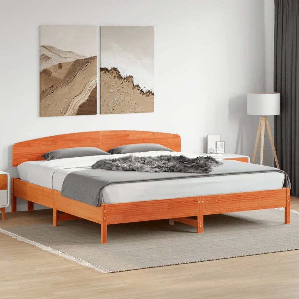 viaszbarna tömör fenyőfa ágy matrac nélkül 200 x 200 cm