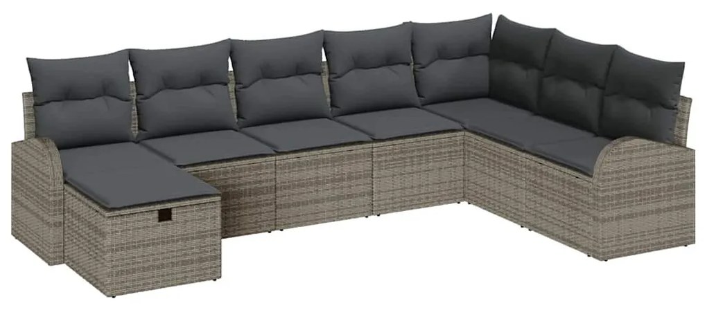 Kerti Kanapé Szett 8 pcs Szürke 289 x 179 x 85 cm Poli rattan