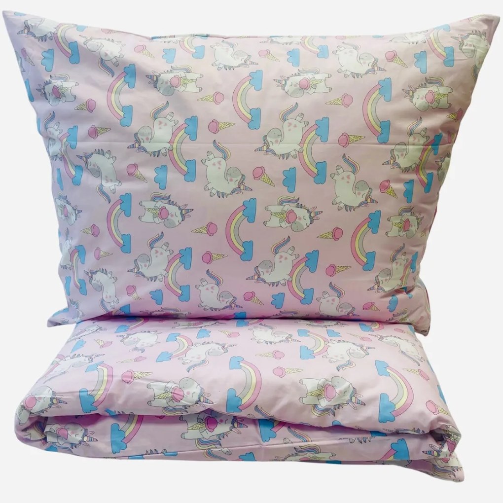 Pamut lepedők egyszarvú rózsaszín TiaHome - Detský set 130x90cm + 65x45cm