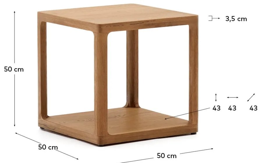 Tárolóasztal tölgyfa dekorral 50x50 cm Maymai – Kave Home