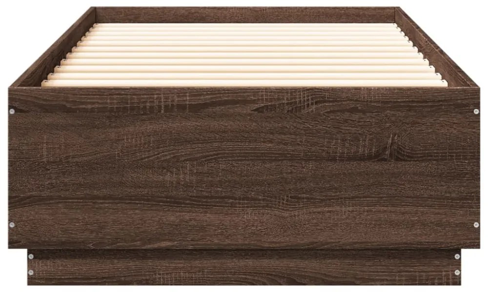 barna tölgyszínű szerelt fa ágykeret LED-del 90 x 200 cm