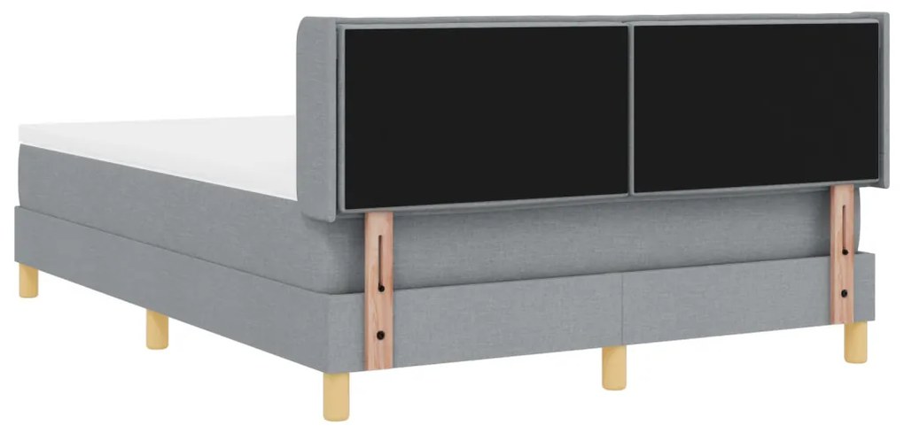 Boxspring ágy matraccal, világosszürke, 140x190 cm, szövet.