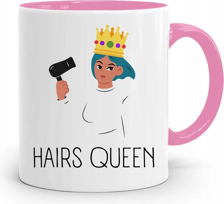 Rózsaszín Bögre Fodrásznak Best Hairs Queen Ajándék fényképes nyomtatással