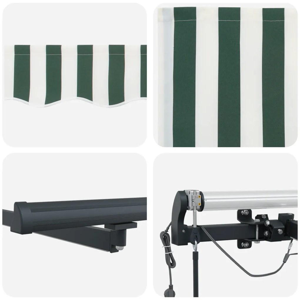 Automatikus Behúzható Napellenző LED-del zöld és fehér 400x300 cm